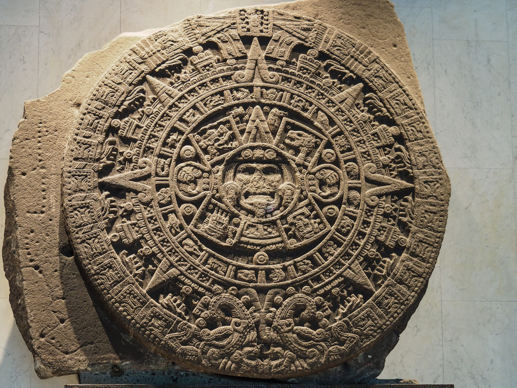Der berühmte Sonnenstein der Azteken im A. Museum in Mexico City