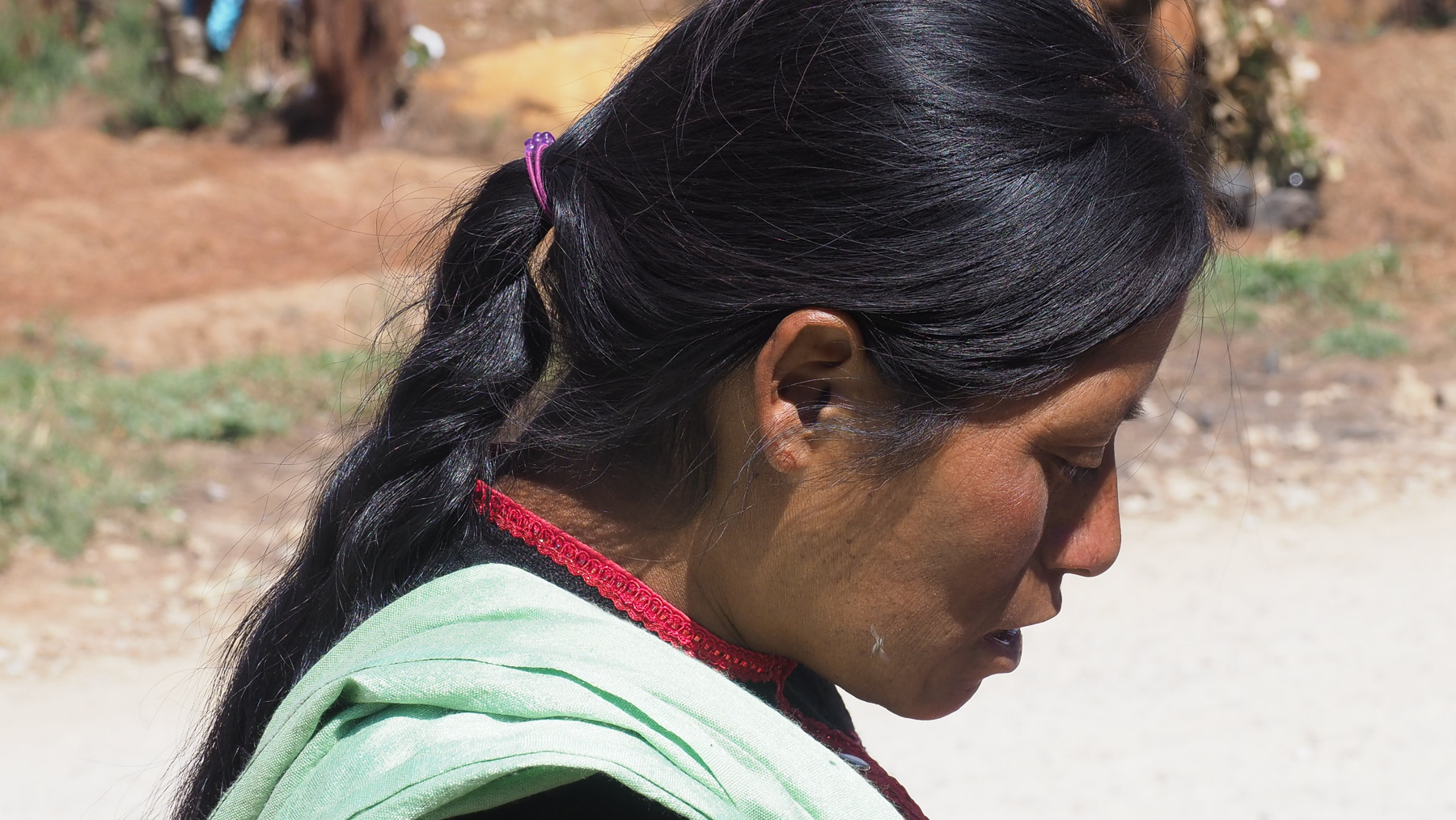 Indigene Frau auf dem Weg zum Markt