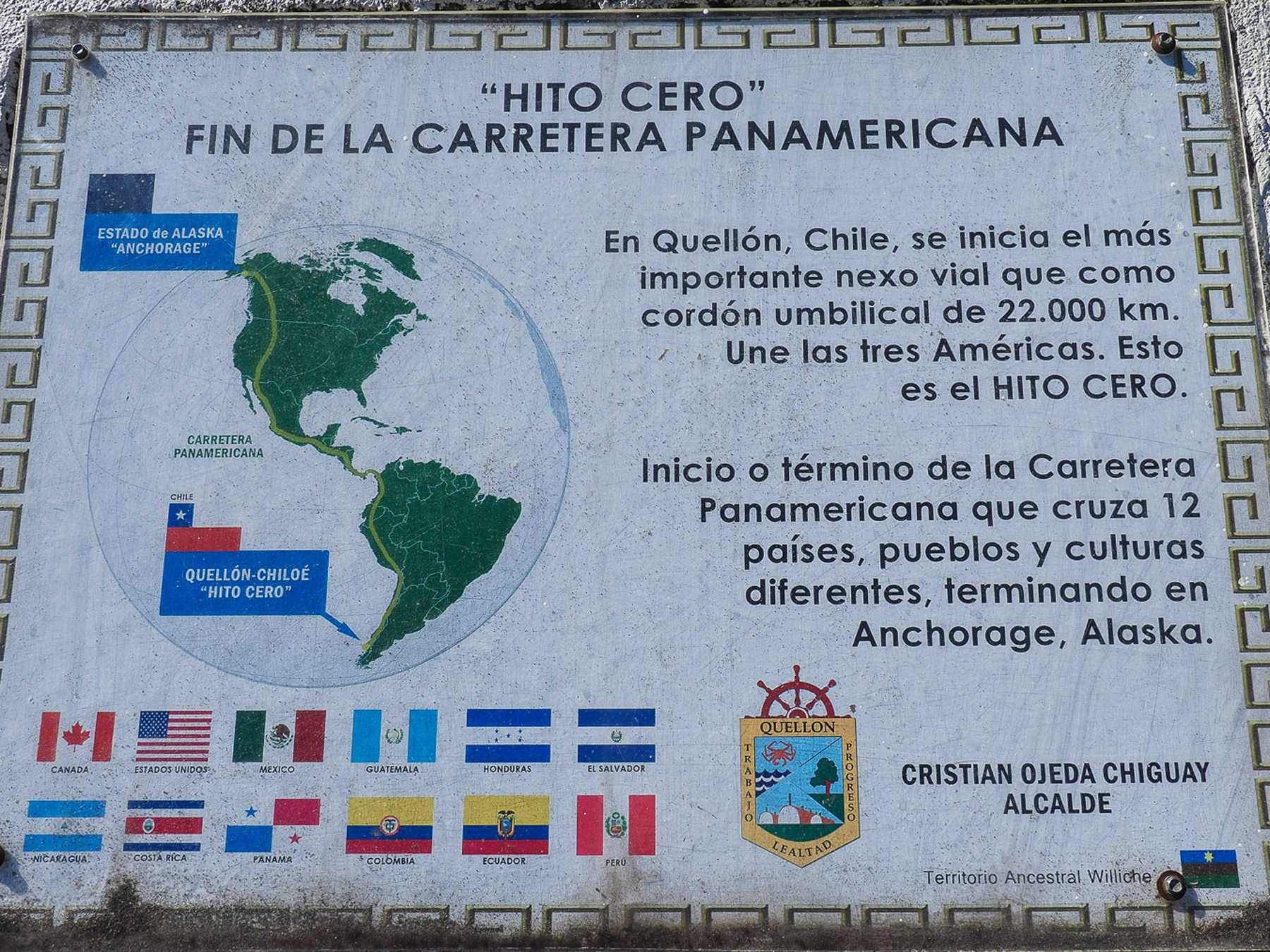 Auf Chiloe ist offiziell der Kilometer 0 der Panamericana